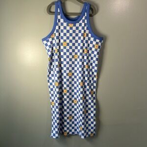 Old Navy Blue + White ribbed sleeveless Dress w floral details, size XXL NWT‎